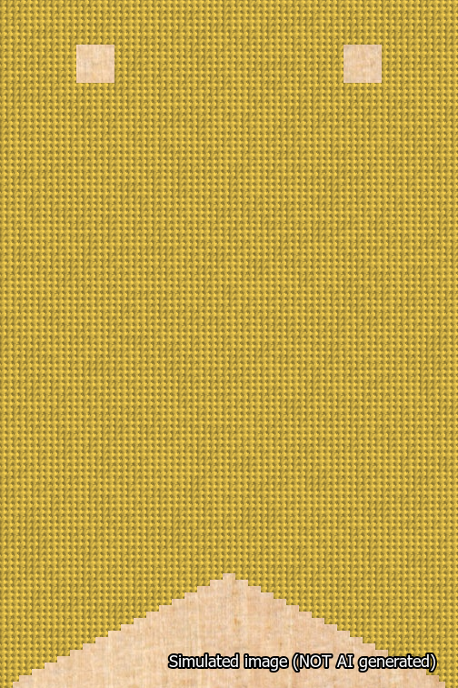 A simulated image of the stitched needlepoint design: Banner 18m Forked Blank Yellow. Not A.I. generated.
