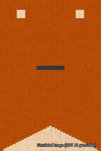 A simulated image of the stitched needlepoint design: Banner 18m Forked Dash Black on Orange. Not A.I. generated.