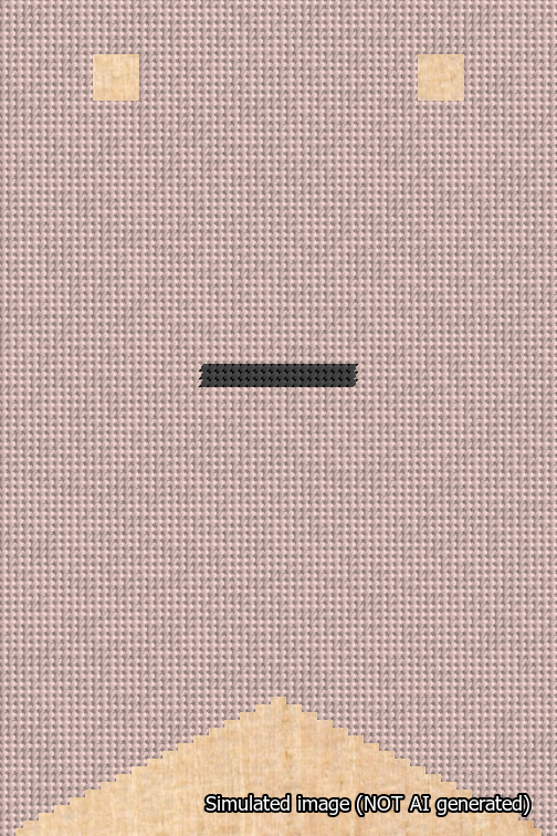 A simulated image of the stitched needlepoint design: Banner 18m Forked Dash Black on Pink. Not A.I. generated.