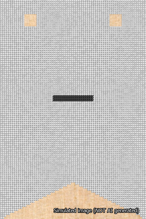 A simulated image of the stitched needlepoint design: Banner 18m Forked Dash Black on White. Not A.I. generated.