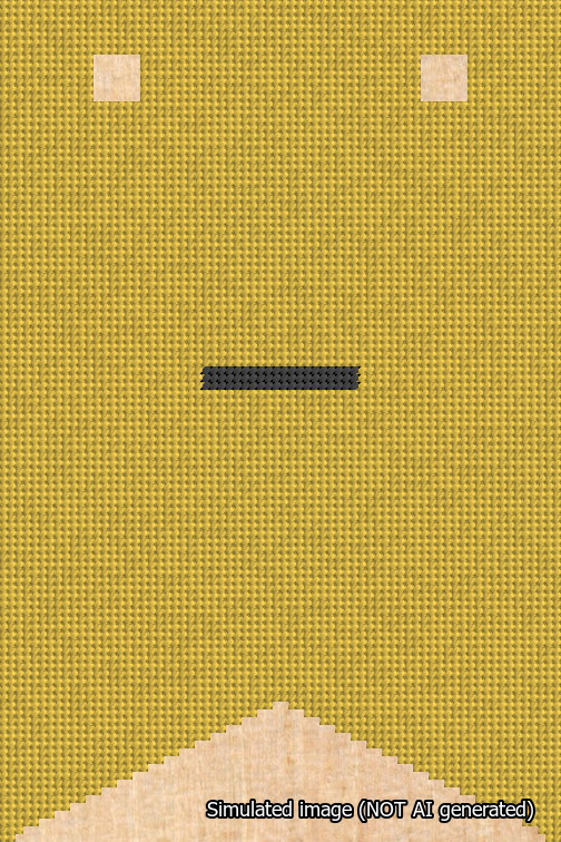 A simulated image of the stitched needlepoint design: Banner 18m Forked Dash Black on Yellow. Not A.I. generated.