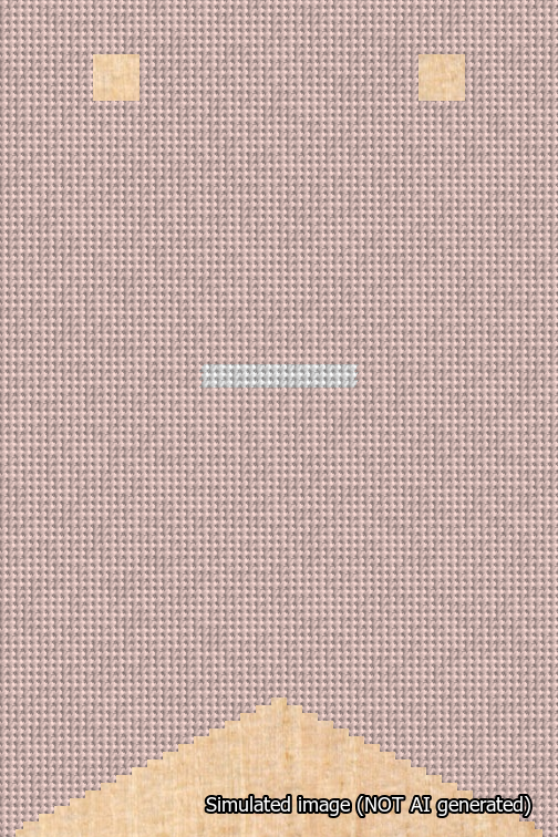 A simulated image of the stitched needlepoint design: Banner 18m Forked Dash White on Pink. Not A.I. generated.