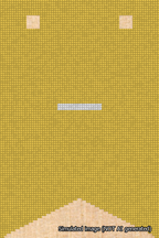A simulated image of the stitched needlepoint design: Banner 18m Forked Dash White on Yellow. Not A.I. generated.