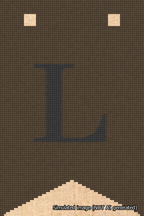 A simulated image of the stitched needlepoint design: Banner 18m Forked L Black on Brown. Not A.I. generated.