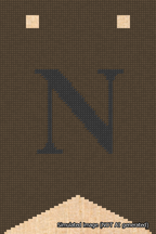 A simulated image of the stitched needlepoint design: Banner 18m Forked N Black on Brown. Not A.I. generated.