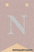 A simulated image of the stitched needlepoint design: Banner 18m Forked N White on Pink. Not A.I. generated.