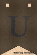 A simulated image of the stitched needlepoint design: Banner 18m Forked U Black on Brown. Not A.I. generated.