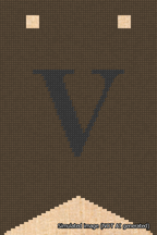 A simulated image of the stitched needlepoint design: Banner 18m Forked V Black on Brown. Not A.I. generated.