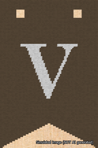 A simulated image of the stitched needlepoint design: Banner 18m Forked V White on Brown. Not A.I. generated.