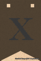 A simulated image of the stitched needlepoint design: Banner 18m Forked X Black on Brown. Not A.I. generated.