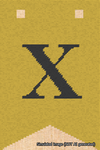 A simulated image of the stitched needlepoint design: Banner 18m Forked X Black on Yellow. Not A.I. generated.