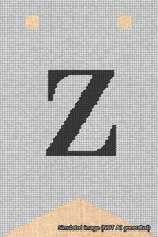 A simulated image of the stitched needlepoint design: Banner 18m Forked Z Black on White. Not A.I. generated.