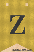 A simulated image of the stitched needlepoint design: Banner 18m Forked Z Black on Yellow. Not A.I. generated.
