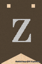 A simulated image of the stitched needlepoint design: Banner 18m Forked Z White on Brown. Not A.I. generated.