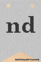 A simulated image of the stitched needlepoint design: Banner 18m Forked nd Black on White. Not A.I. generated.