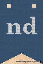 A simulated image of the stitched needlepoint design: Banner 18m Forked nd White on Blue. Not A.I. generated.
