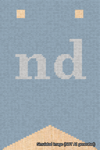 A simulated image of the stitched needlepoint design: Banner 18m Forked nd White on Light Blue. Not A.I. generated.