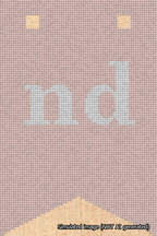 A simulated image of the stitched needlepoint design: Banner 18m Forked nd White on Pink. Not A.I. generated.