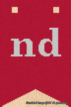 A simulated image of the stitched needlepoint design: Banner 18m Forked nd White on Red. Not A.I. generated.