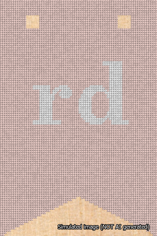 A simulated image of the stitched needlepoint design: Banner 18m Forked rd White on Pink. Not A.I. generated.
