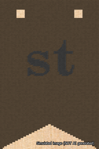 A simulated image of the stitched needlepoint design: Banner 18m Forked st Black on Brown. Not A.I. generated.