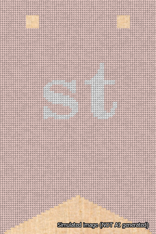 A simulated image of the stitched needlepoint design: Banner 18m Forked st White on Pink. Not A.I. generated.