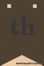 A simulated image of the stitched needlepoint design: Banner 18m Forked th Black on Brown. Not A.I. generated.