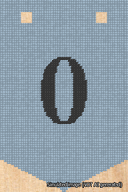 A simulated image of the stitched needlepoint design: Banner 18m Pointed 0 Black on Light Blue. Not A.I. generated.