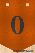 A simulated image of the stitched needlepoint design: Banner 18m Pointed 0 Black on Orange. Not A.I. generated.