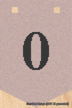 A simulated image of the stitched needlepoint design: Banner 18m Pointed 0 Black on Pink. Not A.I. generated.