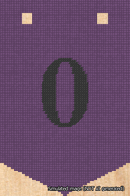 A simulated image of the stitched needlepoint design: Banner 18m Pointed 0 Black on Purple. Not A.I. generated.