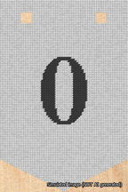 A simulated image of the stitched needlepoint design: Banner 18m Pointed 0 Black on White. Not A.I. generated.