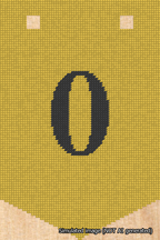A simulated image of the stitched needlepoint design: Banner 18m Pointed 0 Black on Yellow. Not A.I. generated.