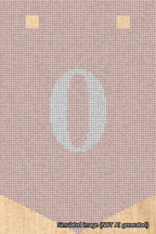 A simulated image of the stitched needlepoint design: Banner 18m Pointed 0 White on Pink. Not A.I. generated.