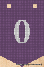 A simulated image of the stitched needlepoint design: Banner 18m Pointed 0 White on Purple. Not A.I. generated.