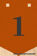 A simulated image of the stitched needlepoint design: Banner 18m Pointed 1 Black on Orange. Not A.I. generated.