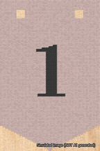 A simulated image of the stitched needlepoint design: Banner 18m Pointed 1 Black on Pink. Not A.I. generated.