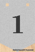 A simulated image of the stitched needlepoint design: Banner 18m Pointed 1 Black on White. Not A.I. generated.