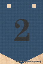 A simulated image of the stitched needlepoint design: Banner 18m Pointed 2 Black on Blue. Not A.I. generated.