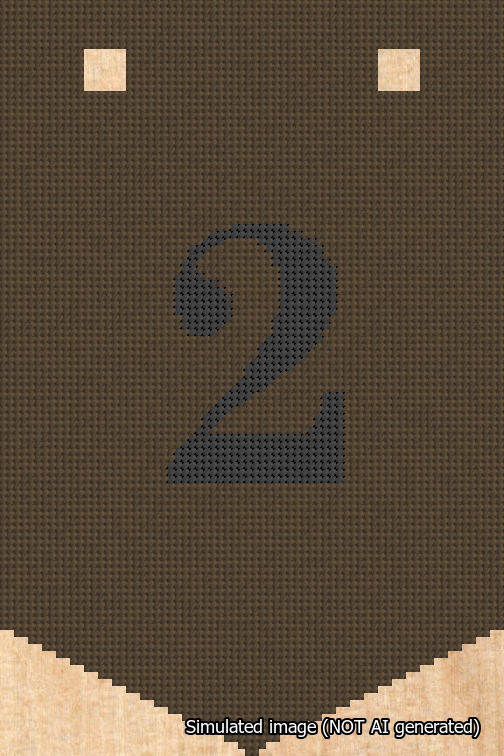 A simulated image of the stitched needlepoint design: Banner 18m Pointed 2 Black on Brown. Not A.I. generated.