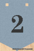 A simulated image of the stitched needlepoint design: Banner 18m Pointed 2 Black on Light Blue. Not A.I. generated.