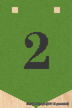 A simulated image of the stitched needlepoint design: Banner 18m Pointed 2 Black on Light Green. Not A.I. generated.