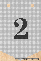 A simulated image of the stitched needlepoint design: Banner 18m Pointed 2 Black on White. Not A.I. generated.