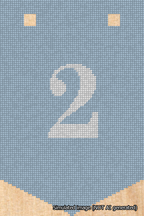A simulated image of the stitched needlepoint design: Banner 18m Pointed 2 White on Light Blue. Not A.I. generated.