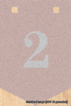 A simulated image of the stitched needlepoint design: Banner 18m Pointed 2 White on Pink. Not A.I. generated.