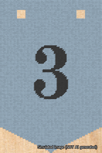 A simulated image of the stitched needlepoint design: Banner 18m Pointed 3 Black on Light Blue. Not A.I. generated.