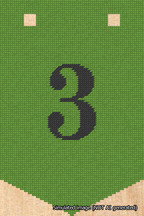 A simulated image of the stitched needlepoint design: Banner 18m Pointed 3 Black on Light Green. Not A.I. generated.