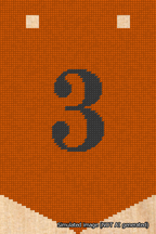 A simulated image of the stitched needlepoint design: Banner 18m Pointed 3 Black on Orange. Not A.I. generated.