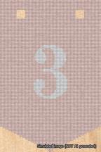 A simulated image of the stitched needlepoint design: Banner 18m Pointed 3 White on Pink. Not A.I. generated.
