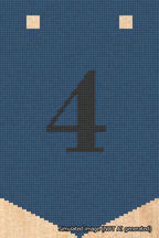 A simulated image of the stitched needlepoint design: Banner 18m Pointed 4 Black on Blue. Not A.I. generated.